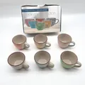 COM-FOUR 6x Espressotasse bunte Mokkatassen aus Keramik handgefertigte kleine