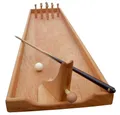 Holz Bi-Ba-Butze Spielball Tischspiel Kegelbahn, Hochwertiges Spielbrett aus geöltem Buchenholz