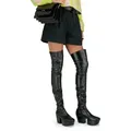 PRADA Over-the-knee Platform Boots Overkneestiefel Debütiert Runway, auffälligen Absatz, Plateausohle gesetzt schwarz 41 EU