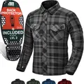 SHIMA RENEGADE MEN Motorrad Hemd - Verschleißfest Baumwolle Karierte Motorradjacke Herren mit CE Protektoren, FiberQL Aramid und Kühlungsschicht Reißverschluss (RENEGADE 2, Schwarz, 5XL)