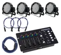 PA LICHTANLAGE 4x RGBW SCHEINWERFER DMX CONTROLLER KABEL LICHTEFFEKT KOMPLETTSET