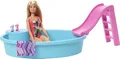 Barbie Pool Spielset mit Puppe (blond), Anziehpuppe, Barbie Möbel, Barbie Zubehör