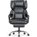 Rattantree Executive Bürostuhl Ergonomisch PU Leder mit Fußstütze Höhenverstellbar 135 Grad Rückenlehne Schwarz
