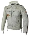 Herren Motorradjacke Lederjacke Biker Jacke mit Protektoren Leder Jacke mit Kapuze Leather Jacket Fashion Jacket Custom (DE/NL/SE/PL, Alphanumerisch, 3XL, Regular, Regular, Weiß)
