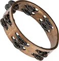 Meinl Percussion Compact Wood Tambourine - 2-reihiges Tamburin - Durchmesser 8 Zoll - Siam Eiche / Stahl, Walnut Brown/ Natur (CTA2WB)