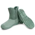 VITAFORM Lammfellstiefel Veloursleder | Flauschige und wärmende Boots für Damen I Bequem auch für breite Füße I Winterboots in tollen Farben Mint, 40
