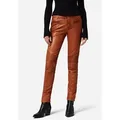 RICANO Lederhose Donna Lederhose mit Biker-Elementen als Low Waist braun L