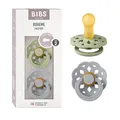 BIBS Boheme Schnuller 2er-Pack. BPA-frei., Kirschform Nippel. Naturkautschuk / Latex, Hergestellt in Dänemark. 6-18 Monate (2er Pack), Sage / Cloud