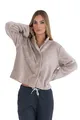 Wewo fashion Damenbademantel 6603, Kurzform, Wellsoft-Microfaser, Stehkragen, Knöpfe, unübertroffen kuschelig, stone
