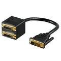 Verteiler Kabel Splitter DVI-D Stecker auf 2x DVI-D Kupplung Schwarz vergoldet