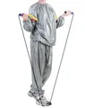 G5 HT SPORT Unisex Saunaanzug zum Schwitzen und Modellieren von Sauna Suite L/XL Schwitzanzug, Fitnessstudio, Fitness, Laufen, Yoga, Herren (S/M), Silber mit roten und gelben Schulterdetails