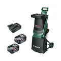 Bosch Akku-Häcksler UniversalShredder 2x18V-25 (Wendemesser, schneidet Äste bis 25 mm, bürstenloser Motor, OptiCut, Schnelleinlauftrichter, inkl. 2 x 18V 4,0Ah Akku, 28 l Auffangbeutel, Ladegerät)