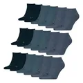 PUMA 9 Paar Unisex Herren Damen Sportsocken Kurzsocken Sneaker Socken, Farbe:Blau, Größe:39-42, Artikel:-460 denim blue