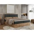 Boxspringbett, Doppelbett mit bettkasten und Multipocket-Matratze, Polsterbett mit Kopfteil, Eiche Holzrahmen - Albero-2 - 200x200cm - Grau Struktu... - Grau