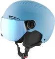 ALPINA ZUPO Visor Q-LITE - hochwertiger & sicherer Skihelm für Kinder, mit abnehmbaren Ohrenpolstern, mit kontrastverstärkendem Visier - Smoke-Blue matt - S (48-52 cm)