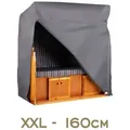 MR.DEKO Strandkorb-Schutzhülle Aero Protect XXL 160 cm – Atmungsaktiv & Wetterfest, Dunkelgrau (Passend für 2-Sitzer z.B. Modelle Düne, Seeblick, 1-St), Abdeckung, Reißverschlüssen & Zugband – Schutz vor Schimmel & Regen grau XXL | 160 cm x 85 cm x 160 cm