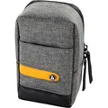 Hama Kameratasche Terra aus Recycling-Polyester (kleine Fototasche für Kompaktkamera 7,5x4,5x13 cm, Trageriemen zum Umhängen und Gürtelschlaufe zum Tagen als Gürteltasche) grau, 1er Pack