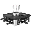 WMF Lumero 3in1 Gourmet Station – elektrisches Raclette, Fondue und Grill für 8 Personen, aus Edelstahl matt, mit Temperaturregulierung und LED-Beleuchtung – platzsparendes Design für stilvolle Abende