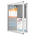 MAKELLO Schaukasten 4xA4 Alu Infokasten Plakatschaukasten Innen, Abschließbar, FilzrüCkwand, Grau - 67x 50cm