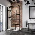 Schulte ExpressPlus 7T Alexa Style 2.0 Black Style Duschwand Walk-In Dekor Atelier 1 Schwarz 120 cm / 200 cm inkl. fixil-Glassiegel - EP369110 68 1660