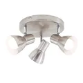 Briloner Leuchten Deckenleuchte, Deckenspot, Strahler dreh-und schwenkbar, 3x E14, max. 25 Watt, Retro, Matt-Nickel, 210x140mm (DxH)