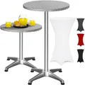 DeubaXXL DE Stehtisch Silber 115x60cm + Stehtischhusse Weiß Ø60cm 997730