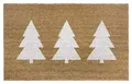 Hanse Home Kokos Fußmatte Weihnachten für Innen - Schmutzfangmatte Natur, Kokosmatte Weihnachtsbäume Weiß, Fußabtreter rutschfest für Flur, Eingangsbereich - 45x75cm