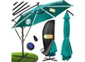 KESSER® Alu Ampelschirm LED Solar + Abdeckung mit Kurbelvorrichtung UV-Schutz Aluminium mit An-/Ausschalter Wasserabweisend - Sonnenschirm Schirm Gartenschirm
