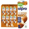 Alpro Mandeldrink Original – Geröstet – Quelle von Calcium und Vitaminen – Fett- und zuckerarm, ohne Laktose, vegan und milchfrei – 8 x 1 L – Haltbar