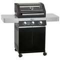 Gasgrill VIDERO G3 Pure schwarz 50mbar mit 3 Haupt-Brennern aus Edelstahl (je 3,5 kW)