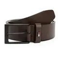 Tommy Hilfiger Ledergürtel LAYTON 3.5 cm breit Metallpatch, Einfachdornschließe braun 105