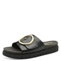 Tamaris Damen Wide Fit Pantoletten flach mit Klettverschluss und Schnalle, schwarz (Black Nappa), 37 EU