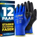 S&R Arbeitshandschuhe aus Polyesterfaser – Abriebfeste Schutzhandschuhe mit Polyurethanbeschichtung für Fein-Montage, Lager, Bau-Handwerk und Heimwerker