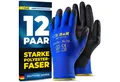 S&R Arbeitshandschuhe aus Polyesterfaser mit Polyurethanbeschichtung, flexible, Gr. L / 9 (Set, 24-St., 12 Paar L / 9) geprüfte Schutzhandschuhe, für den privaten und gewerblichen Gebrauch