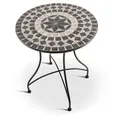 MACOShopde by MACO Möbel Raburg Mosaiktisch, 60 cm Ø, runder Gartentisch mit Mosaikmuster, Balkon- und Terrassentisch, mediterranes Flair, liebevolle Handarbeit, Mayla, Anthrazit-Grau-Beige