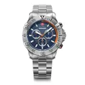 WENGER Herren Armbanduhr Seaforce Chronograph Ø 43 mm, Swiss Made, Analog Quarz, Wasserdicht bis 200 m, Edelstahl-Armband, Blau/Silber, 01.0643.125