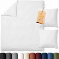 EllaTex Renforcé Bettwäsche 200x200 + 2X 80x80 cm – 3 teiliges Baumwolle Bettwäsche Set, weich & atmungsaktiv, Farbe: Schneeweiß