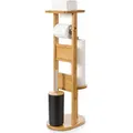 Yorbay Stand WC-Garnitur aus Bambus , mit Toilettenpapierhalter und WC-Bürstenhalter/Smartphone Ablage/Toilettenbürste/Klorollenhalter