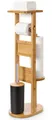 Yorbay WC-Garnitur Toilettenpapierhalter stehend aus Bambus, (WC-Bürstenhalter/Ablage, /Toilettenbürste/Klorollenhalter), Stand WC Garnitur mit Klobürste für WC, Toilette, Badezimmer