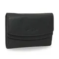 Gusti Geldbörse Leder- Asmund Damen Geldbörse Portemonnaie Brieftasche Geldbeutel Vintage Schwarz Leder