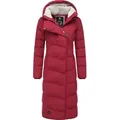 Ragwear Wintermantel Pavla Long extralanger Winterparka mit Teddyfutter und Kapuze rot XXL (44)