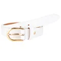 MIRROSI Ledergürtel Damen Herren Gürtel, Made in Italy, 3cm breit (Weiß (Goldene Schnalle), 90cm)