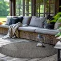 Outdoor Teppich Wetterfest Terrasse Balkon Garten Küchenteppich Einfarbiges Design Flachgewebe Sisal Look Waschbarer Teppich Verschiedene Große : 200 X 200 cm , Farbe : Schwarz