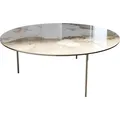 DELIFE Couchtisch Edge, Rund 90x90 cm Keramik Minas Melange Trive Metall Effektfinish Titan beige 90 cm x 34 cm x 90 cm