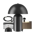 tectake Akku-Tischlampe, Retro-Pilzdesign im 70er-Jahre-Stil, indirektes Licht, Touchschalter, inkl. Ladekabel, 25 x 34 cm