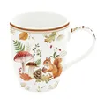 EasyLife Tasse Autumn Breeze, Porzellan, Spülmaschinengeeignet, Weiß, Herbst, Blätter, Eichhörnchen, H: 9cm