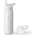 Vinsun Isolierflasche Edelstahl Trinkflasche 750ml Strohhalm - 2 Deckel Thermoflasche, BPA frei, doppelwandig, auslaufsicher, bruchsicher, geruchsneutral weiß 750 ml | 27.5 cm