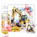 10 XXL Einladungskarten Bagger Junge Geburtstag Kindergeburtstag Einladung Party