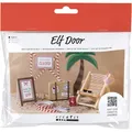 creativ company Mini Bastelset Wichteltür Im Urlaub 5-teiliges Bastelset aus Papier Pappe Holz für Winter Deko DIY Projekt