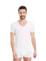 FINN Business Unterhemd Herren Kurzarm mit V-Ausschnitt - Unterziehshirt Männer aus original Lenzing® Modal Stoff - Das perfekte T-Shirt unter Hemd und Anzug Weiß Weiss 4XL